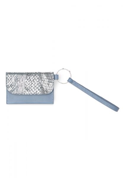 Gretchen - Envelope Keyring - Jeans Blue Silver Metallic Salmon