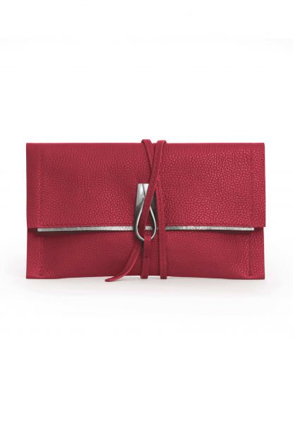 Gretchen - Opal Loop Clutch - Cranberry Red Silver