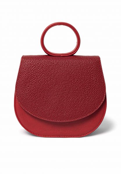Gretchen - Ebony Mini Loop Bag - Cranberry Red Circles