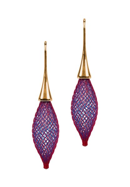Gretchen - Vlum Single Drop Earrings - Bordeaux Blue | Gold