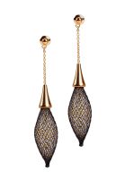 Gretchen - Single Drop Chain Stud Earrings - Black Gold | Gold