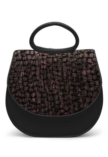 Gretchen - Ebony Mini Loop Bag - Midnight Black Torn
