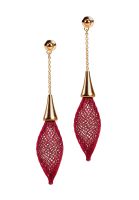 Gretchen - Single Drop Chain Stud Earrings - Brown Bordeaux | Gold