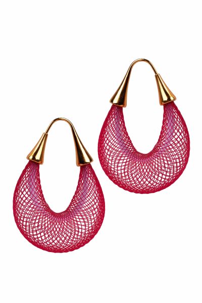 Gretchen - Vlum Loop Earrings - Red Rose | Gold