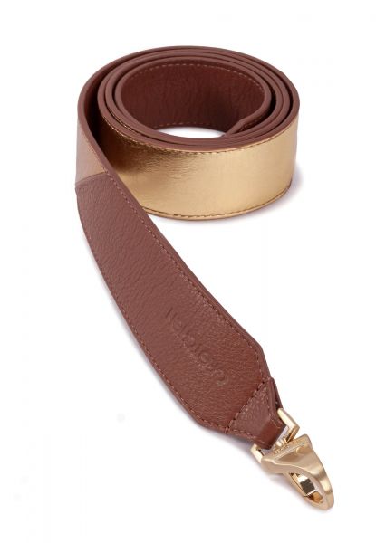 Gretchen - Big Shoulder Strap - Saddle Brown Gold Tricolor