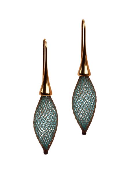 Gretchen - Vlum Single Drop Earrings - Bronze Turquoise | Gold