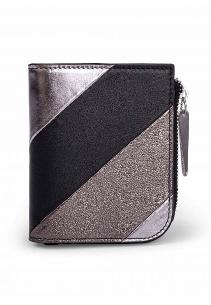 Gretchen - Striped Purse - Black Silver Tricolor