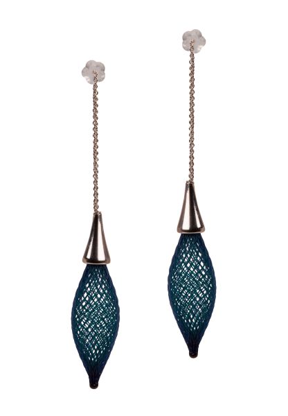 Gretchen - Vlum Single Drop Chain Earrings - Blue Turquoise