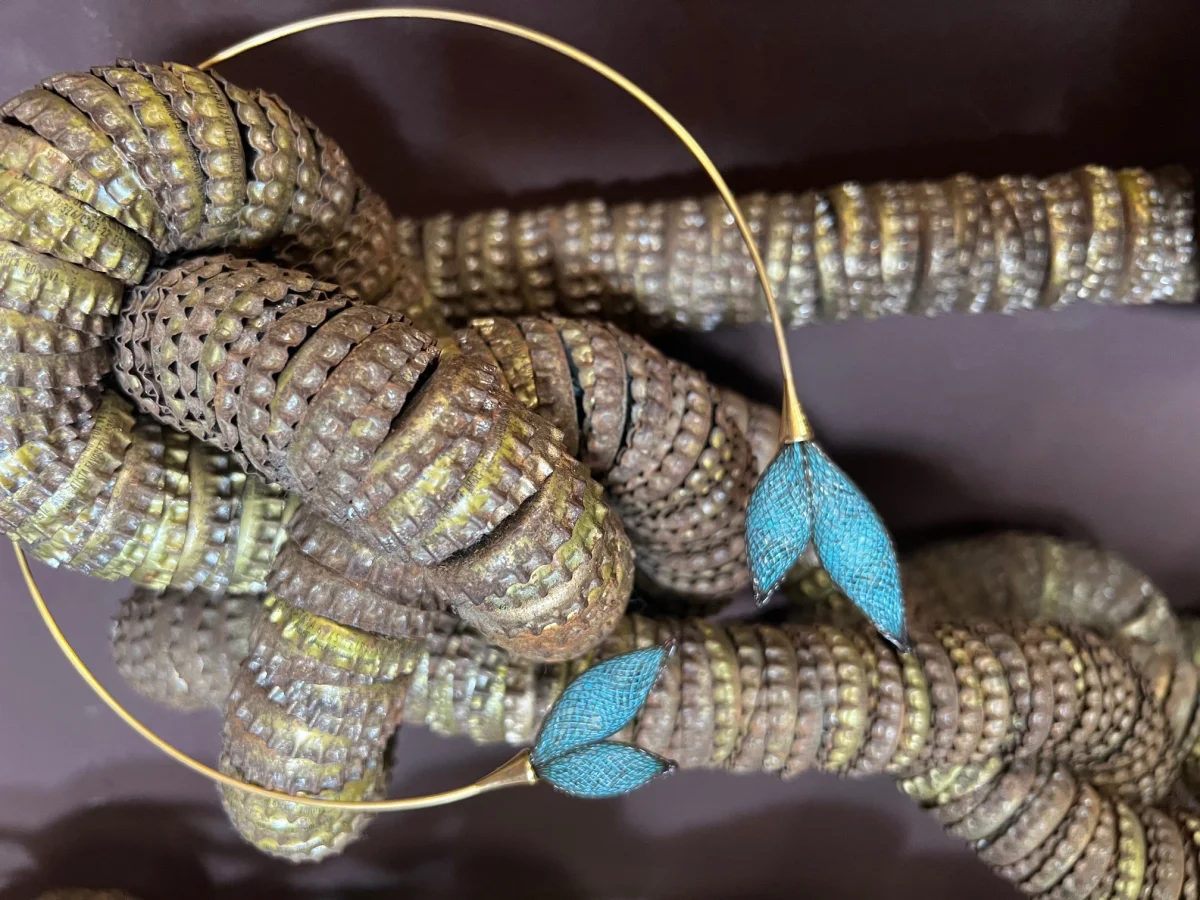 Gretchen Vlum Double Drop Necklace in turquoise – detail view
