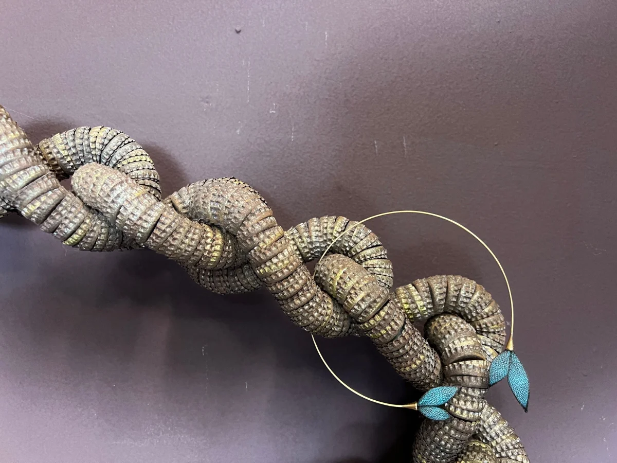 Gretchen Vlum Double Drop Necklace in turquoise – necklace with gold-plated brass hoop
