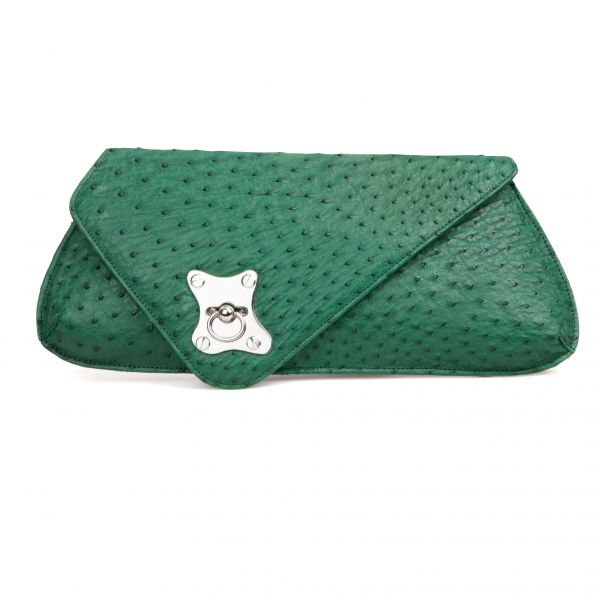 Gretchen - Zeitgeist Clutch - Green Ostrich