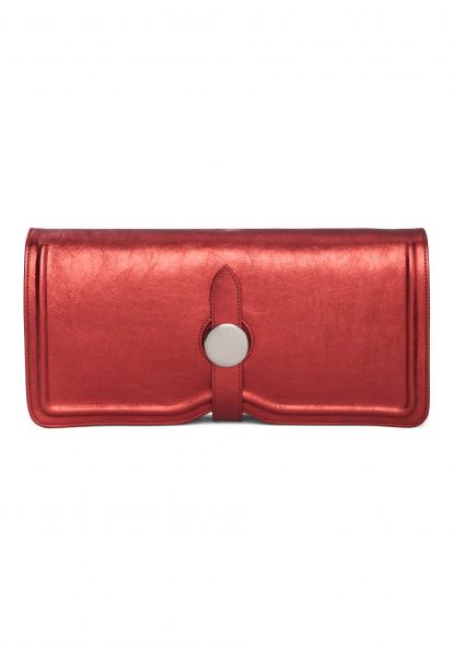 Gretchen - Lyra Shoulder Clutch - Fire Red Metalic