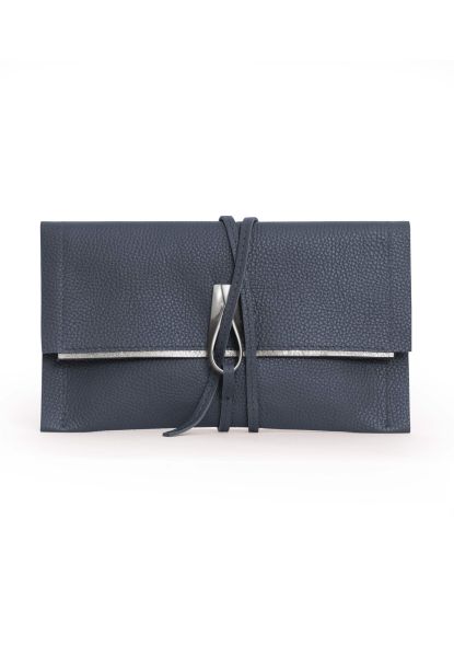 Gretchen - Opal Loop Clutch - Denim Blue Silver