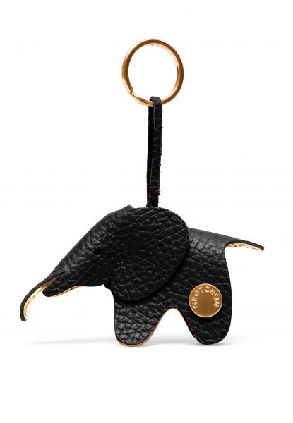 Gretchen - Elephant Keyring - Piano Black Gold